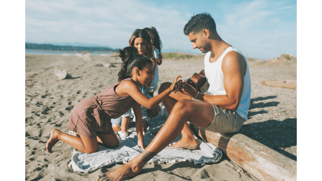 Family near beach